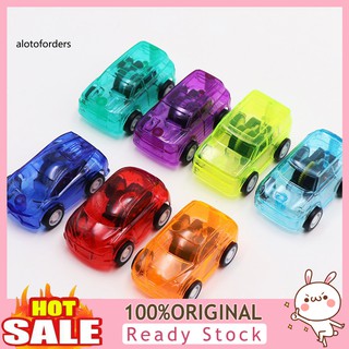 Alo_Mini Cute Candy Color Transparent Pull Back Car Model Plastic Children Kids Toy