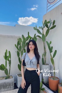 Áo Crop Cột Nơ