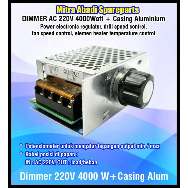 Thiết Bị Dimmer + Vỏ Nhôm Ac 220 Volt 4000 Watt / 220v 4000w Pneu235