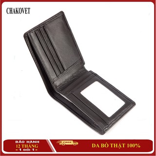 ví da nam cao cấp Chakovet CKV.376 da bò thật dáng ngang nhiều ngăn đựng tiền và thẻ tiện dụng, ĐEN