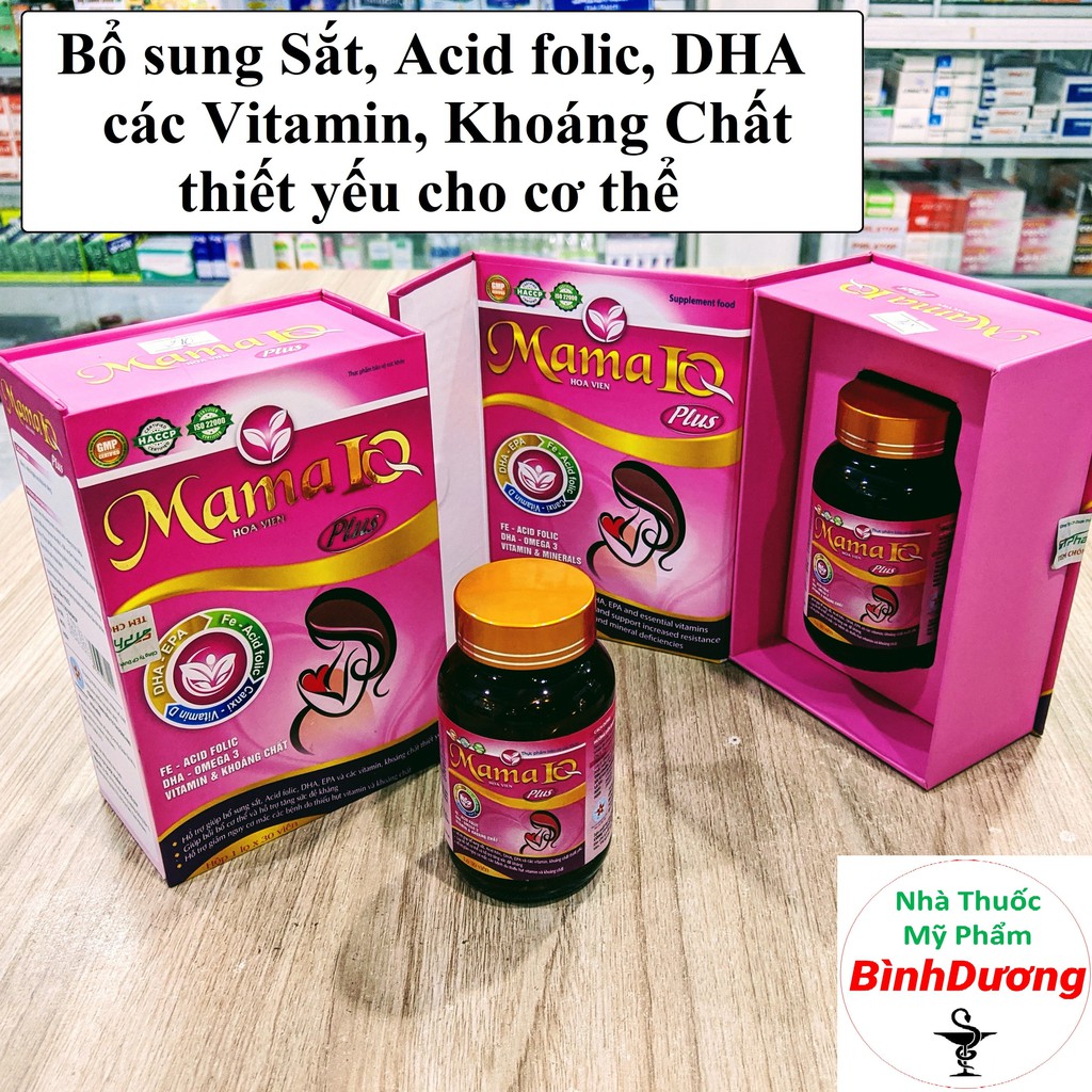 Mama IQ Plus - Bổ sung Sắt, Canxi, DHA, Omega 3 và các vitamin, khoáng chất thiết yếu cho phụ nữ có thai và sau sinh