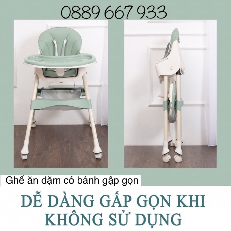 GHẾ ĂN DẶM CHO BÉ BELLY BABY có đệm,bánh xe gập gọn giá rẻ .Full Đệm Bb102 Bb105. Ghế ăn dặm Hanbei cho bé