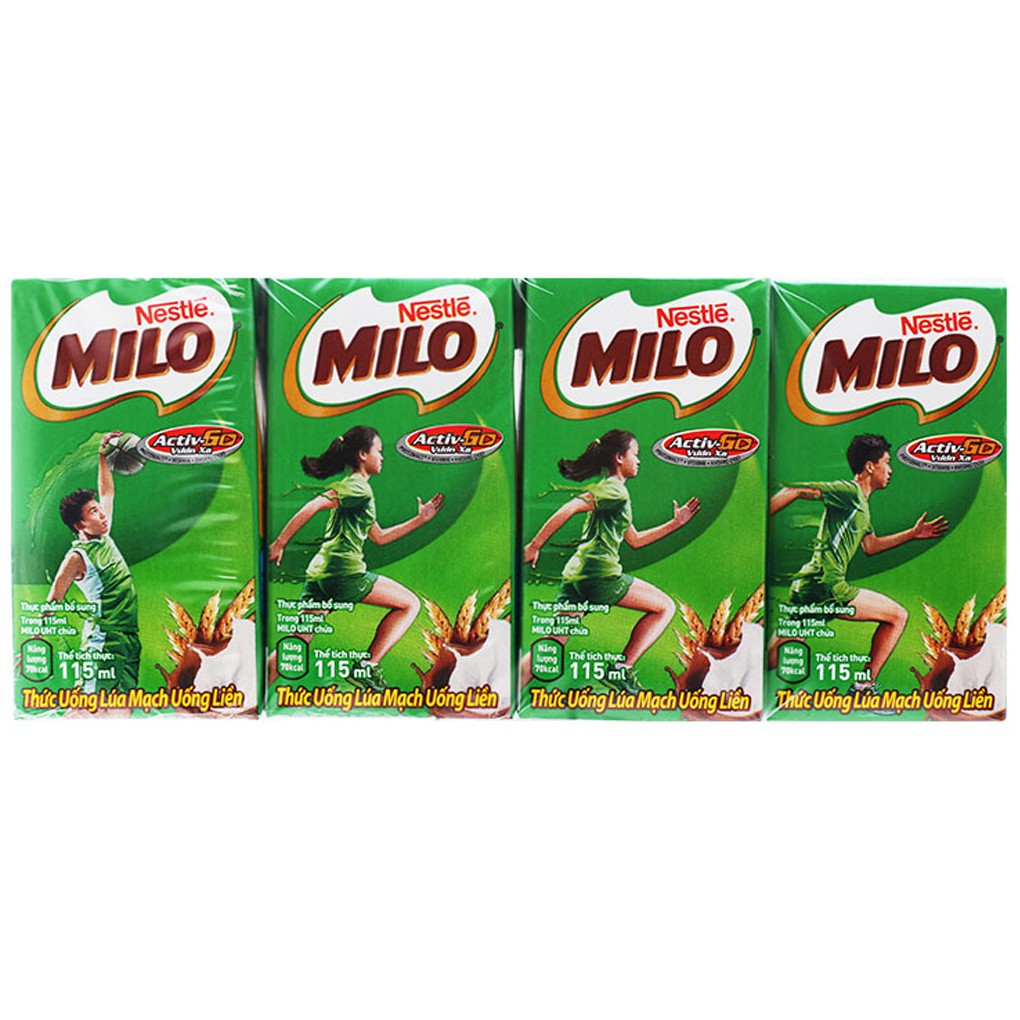 Combo 2 lốc Sữa Milo Nestlé hộp 115ml (4 hộp)
