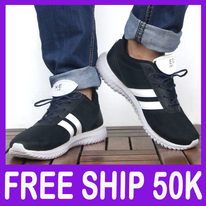 [Mã FAXANH245 giảm 10K đơn từ 50K] [FREESHIP] Giày thể thao nam 3 sọc trắng TL286 đế cao su cực bền