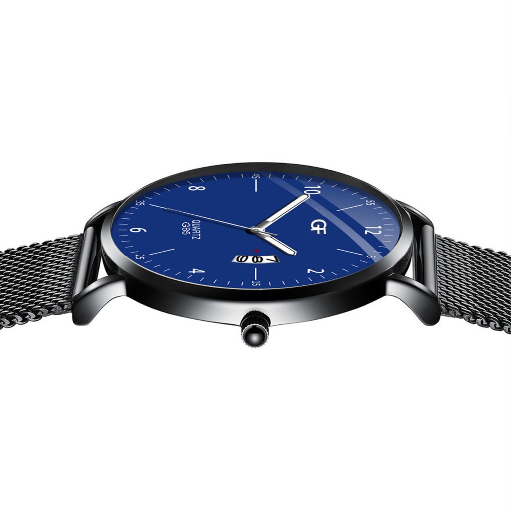 Đồng hồ nam ECONOMICXI cao cấp chạy lịch ngày dây thép lụa đen mặt mỏng lịch lãm GF69 | BigBuy360 - bigbuy360.vn