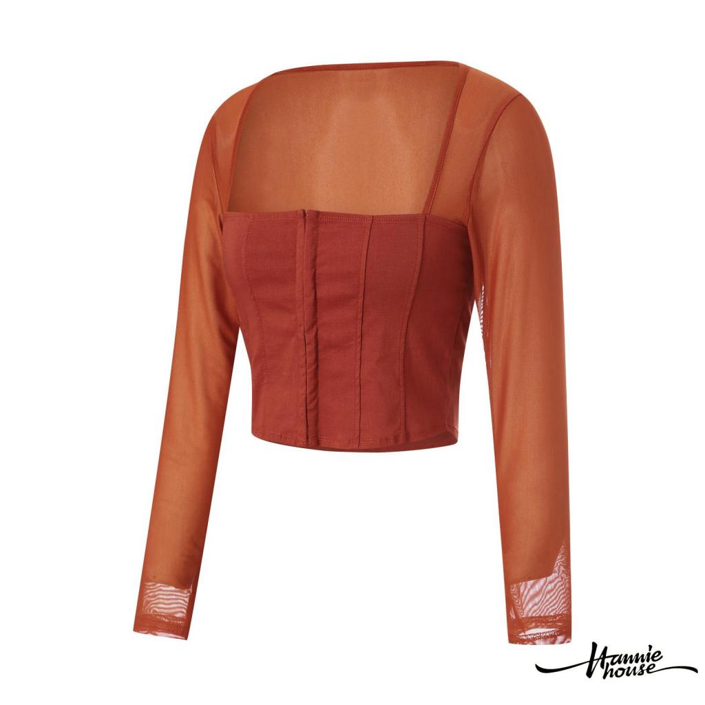 Áo corset tay dài kiểu xương cá dành cho nữ