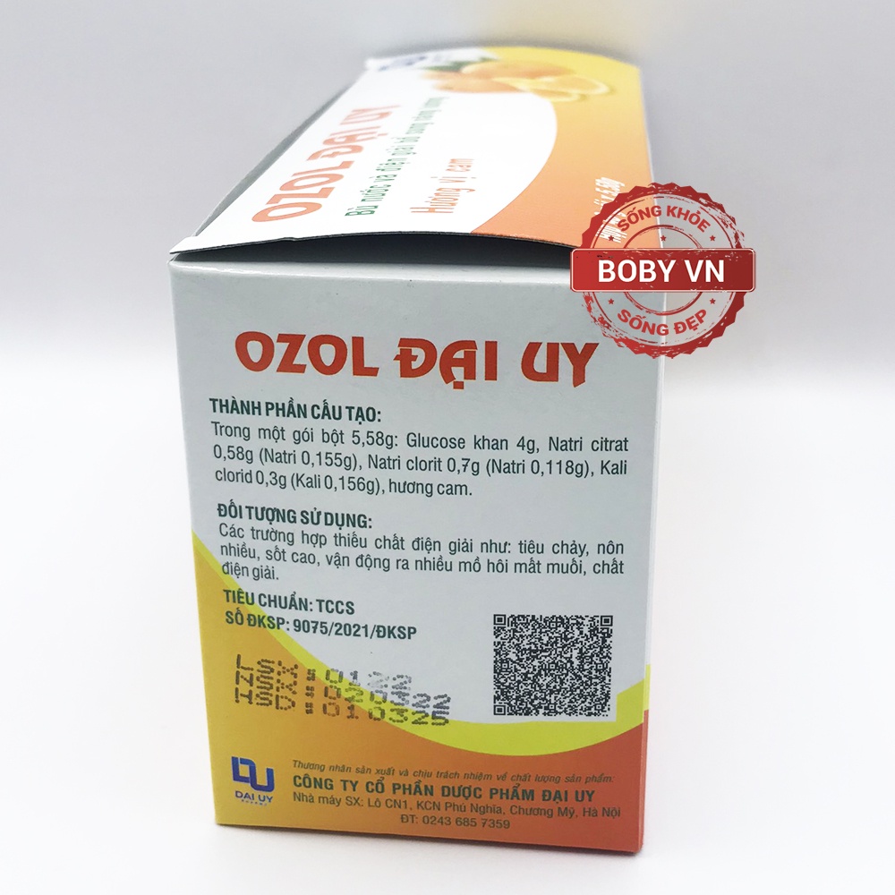 Ozol Đại Uy - Bù nước và điện giải bổ sung năng lượng - Hương vị cam - Hộp 40 gói