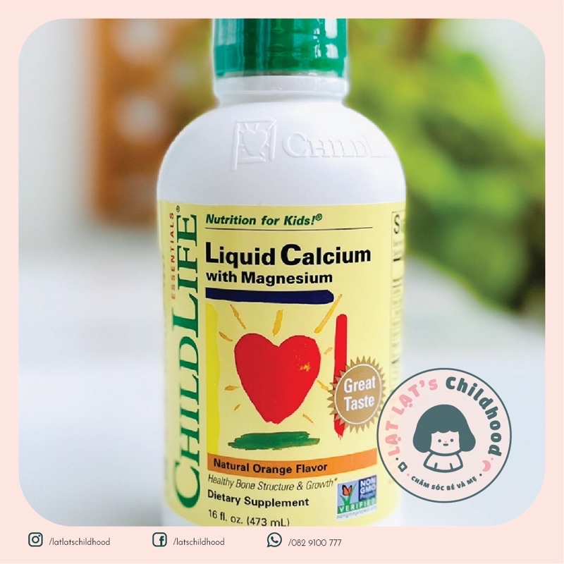 Thực Phẩm Bổ Sung Cho Bé Childlife Liquid Calcium With Magnesium Hương Cam Chai 474ml
