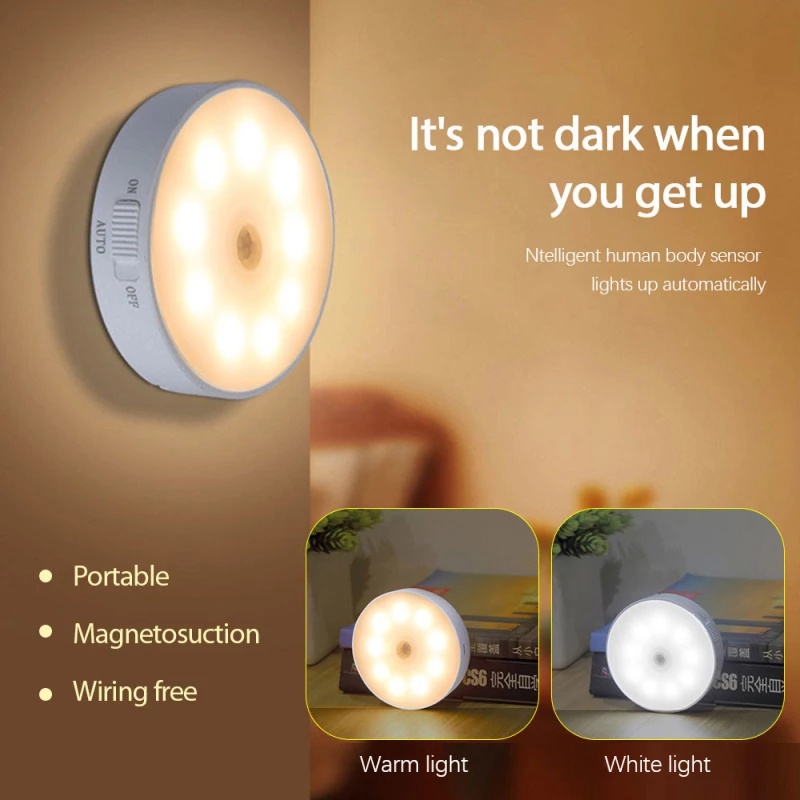 Đèn Ngủ / Cầu Thang Cảm Biến Chuyển Động 8 LED Chạy Bằng Pin