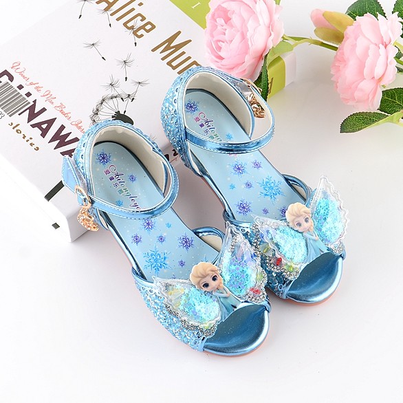 Giày sandal cho bé gái công chúa Elsa họa tiết đôi cánh thiên thần cho bé gái 2-10 tuổi