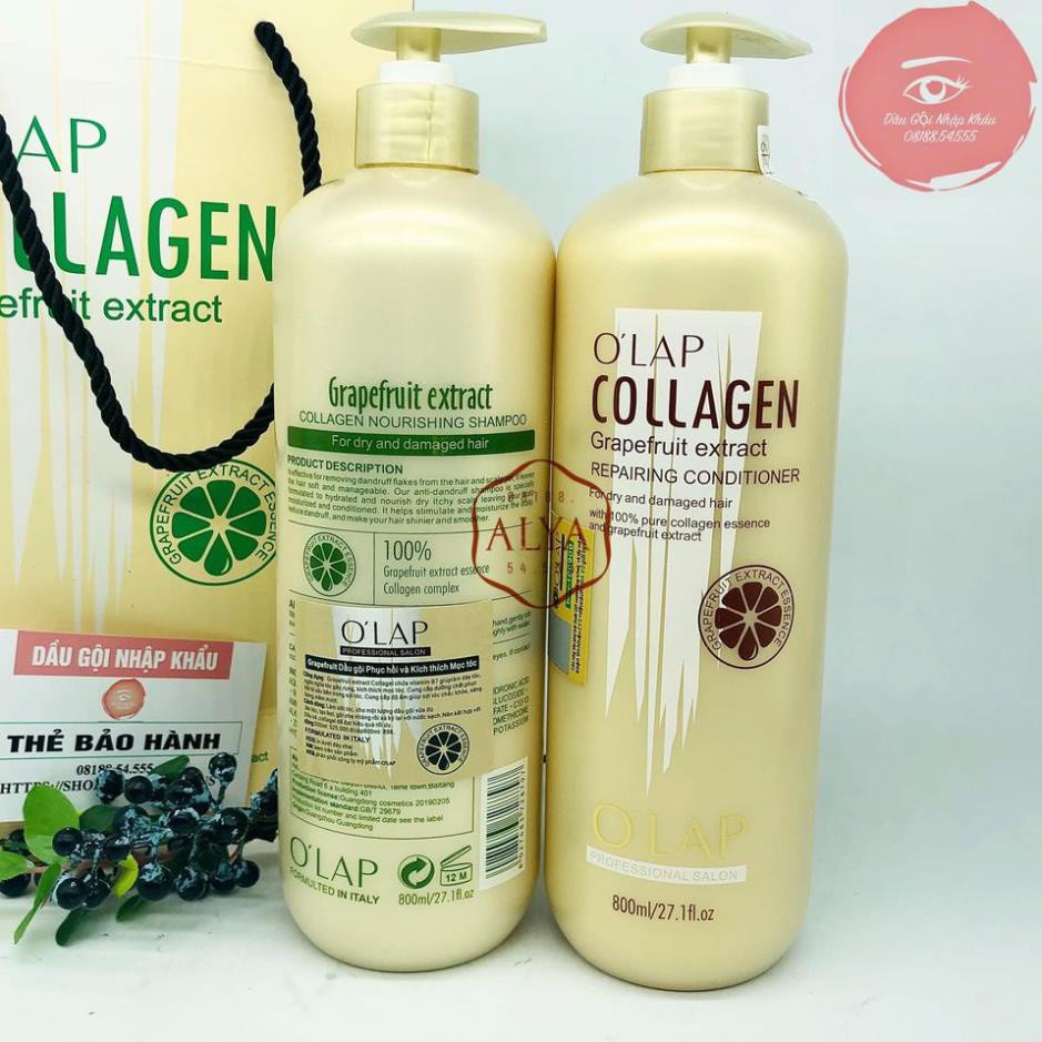 CẶP DẦU GỘI XẢ OLAP COLLAGEN SIÊU MỀM MƯỢT 800ML X 2. Phục Hồi Tóc Hư Tổn, Chống Rụng Và Kích Thích Mọc Tóc