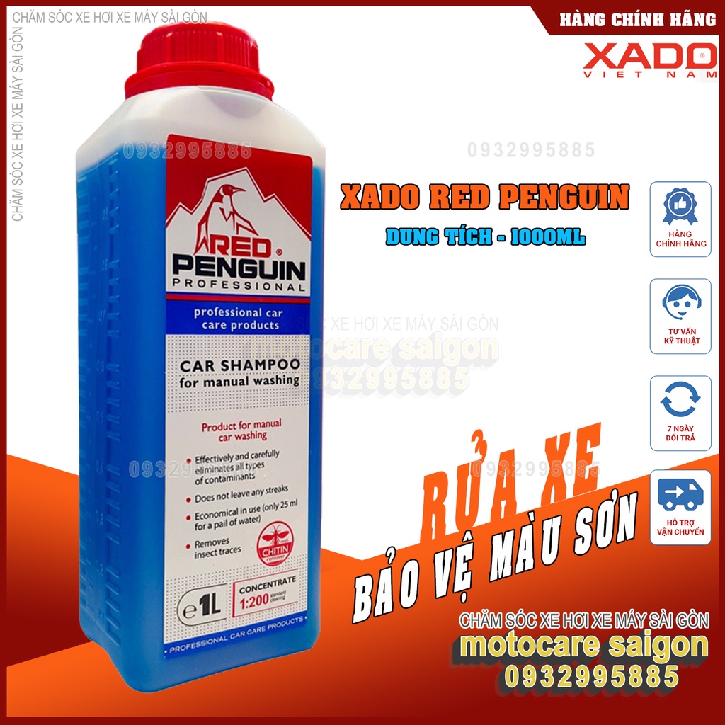 Nước Rửa Xe Xado Xà Bông Rửa Xe Xado Red Penguin Chất Lượng Cao Chai 1L