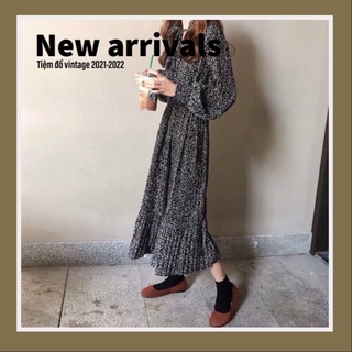 Váy vintage dài tay có tay bo