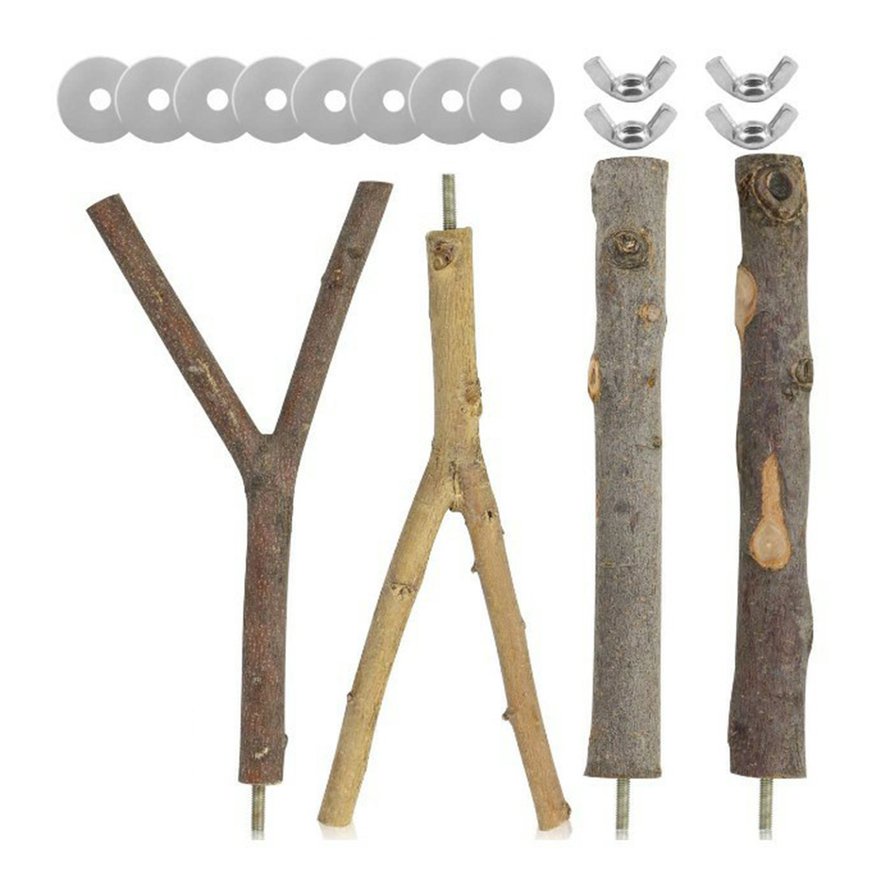 4 PCS Gỗ tự nhiên Chim Perch Vẹt Đứng-Nền tảng Perch Phụ kiện Lồng