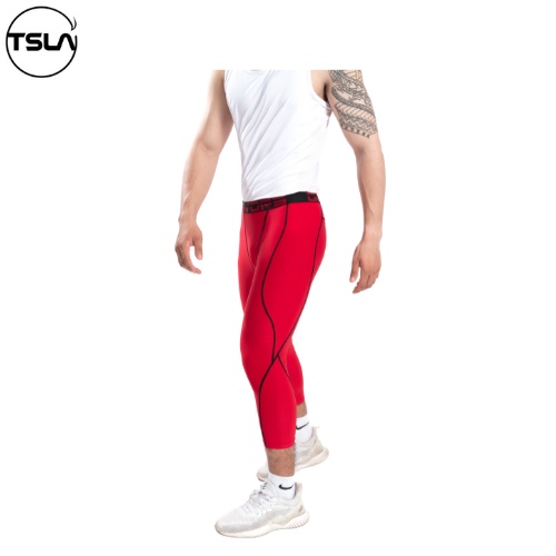 Quần legging tập gym nam lửng TSLA DEVOPS bó cơ sát ôm đùi cạp cao lưng thun thoáng mát kháng khuẩn DEL1007