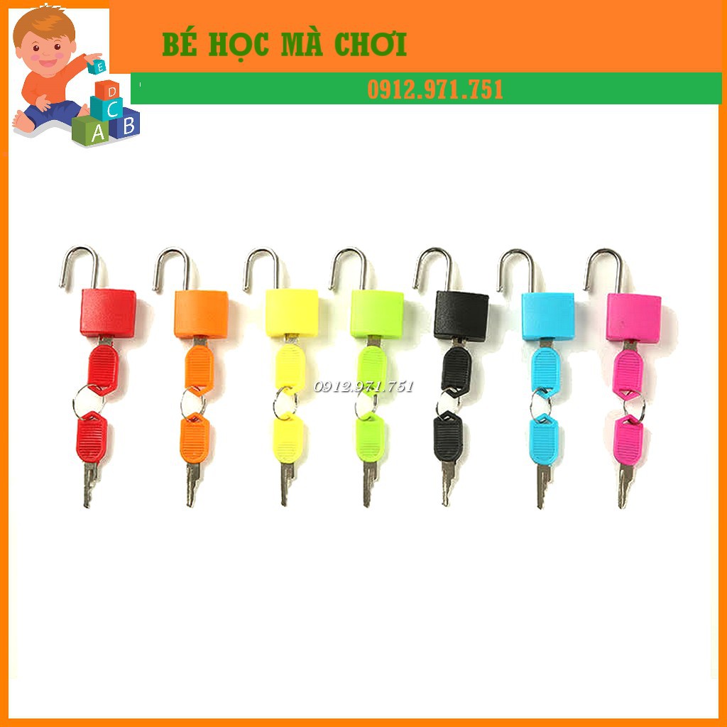 Giáo cụ Montessori - Bộ khóa 8 màu - thực hành cuộc sống mở ổ khoá