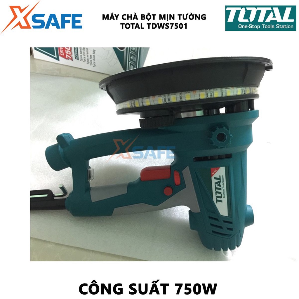 Máy chà bột mịn tường TOTAL TDWS7501 công suất 750W, kèm 5 miếng chà nhám, 1 ống ruột gà và 1 túi bụi - [XSAFE]