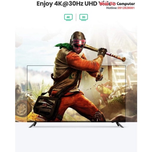 Thiết bị chuyển mạch HDMI 3 vào 1 ra 4K@30Hz 3D 1080p Ugreen 80125   - Phân Phối Chính Hãng