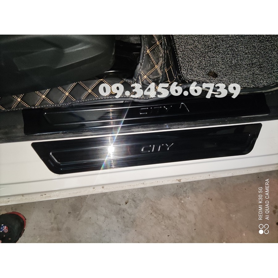 Ốp Bậc Cửa, Nẹp Bước Chân Honda City đời 2014 đến 2022 Mẫu Titan Cao Cấp (tặng kèm keo trợ dính)