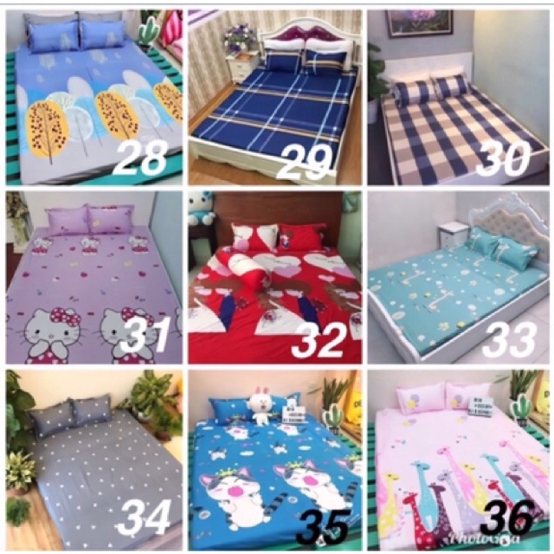 Ga gối cotton cotton bo chun, ga trải giường poly đủ size 1m2 đến 2m2 nhiều mầu (ib chọn mẫu)