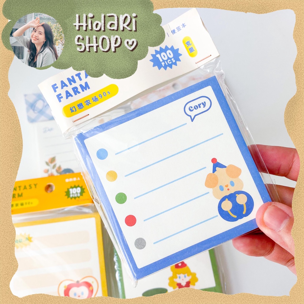 Giấy Note - Giấy Ghi Chú Cute 100 tờ - Hidari Shop