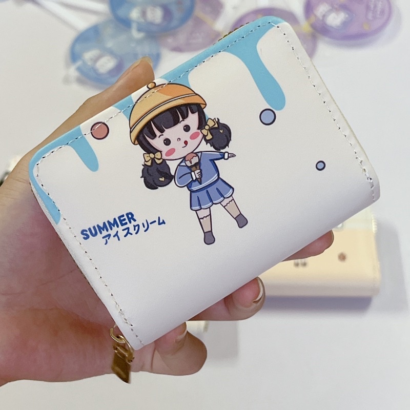 [Cô Gái] Ví nữ ngắn nhiều ngăn hình cô gái đáng yêu, đơn giản December08.store