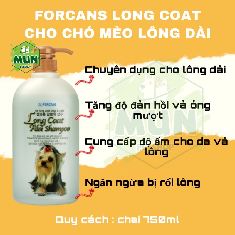 Sữa tắm Forcans Lông dài -Long Coat Aloe 750ml (001112)