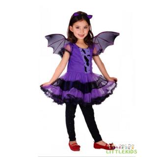 ♪Ty★Trang phục halloween, trang phục phù thủy in hình dơi cho trẻ mới biết đi với băng đô & cánh cho bé gái