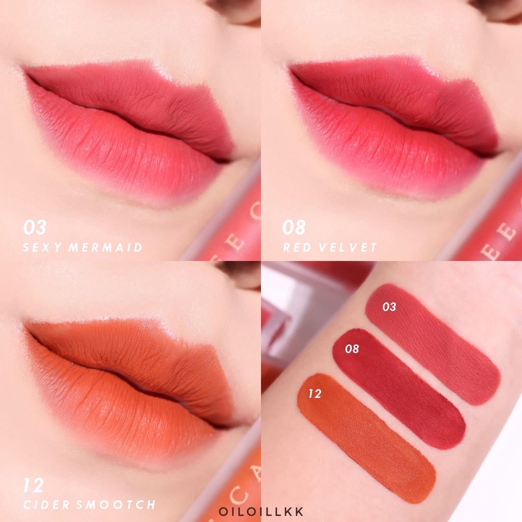 Son kem nhung lì Nee Cara Velvet Matte Lip Glaze Thái Lan màu 08 Red Velvet chuẩn lì mềm mịn như nhung
