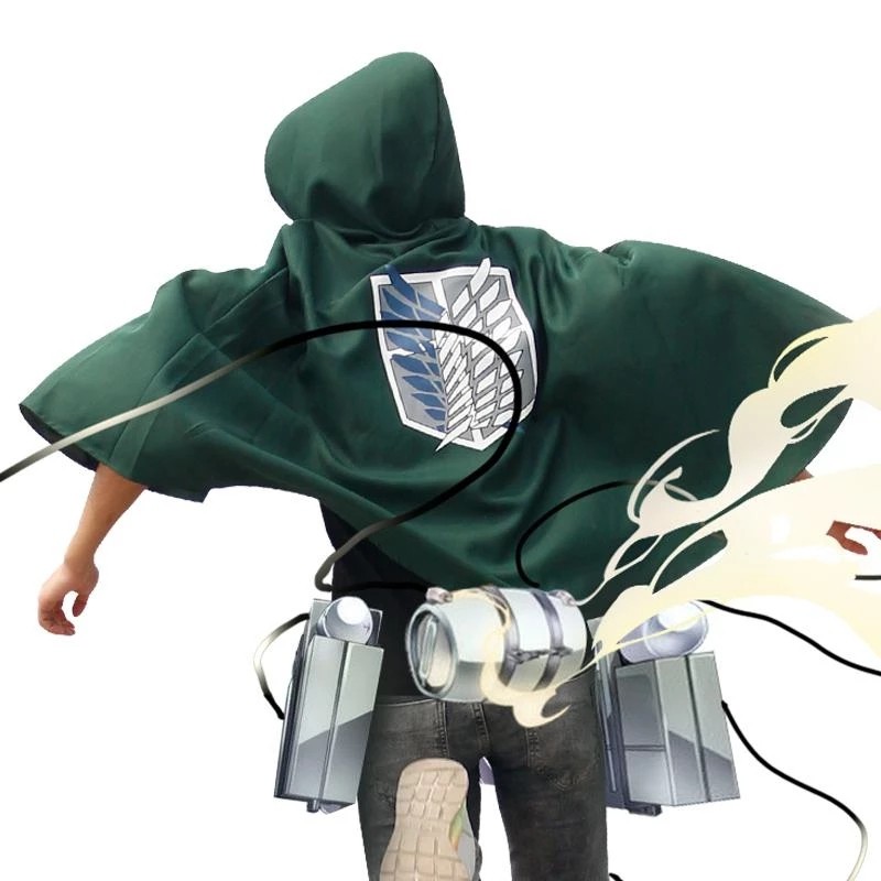 Áo Choàng Trùm Đầu Anime Attack On Titan Cho Nam Nữ, Áo Choàng Trang Phục Cosplay Màu Xanh Lá Phong Trào Hướng Đạo