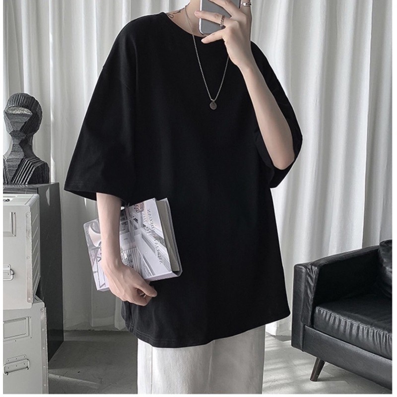 Áo thun Unisex BASIC Tee phông trơn nam nữ RP01 tay lỡ oversize form rộng 4 màu