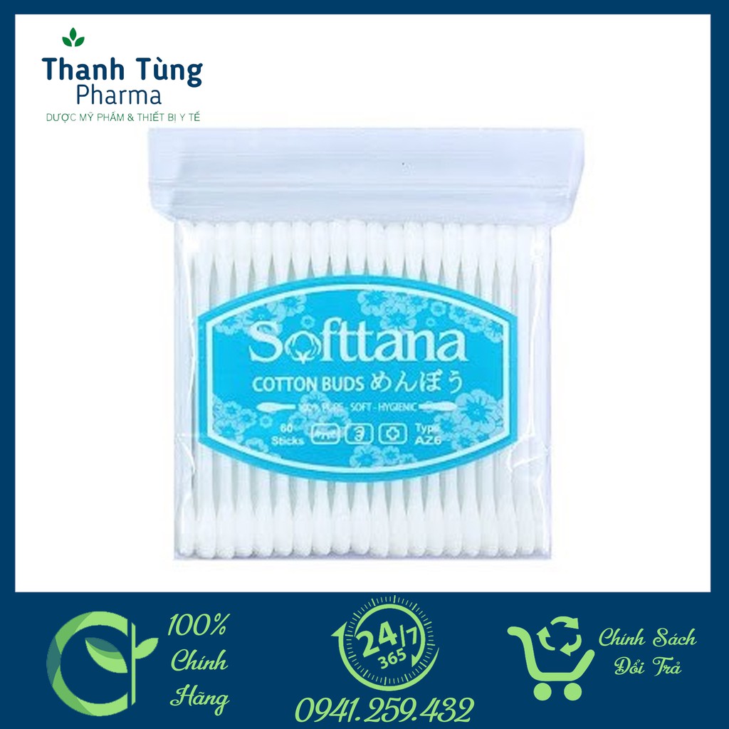TĂM BÔNG SOFTANA MỀM KHÁNG KHUẨN CHO NGƯỜI LỚN/TRẺ EM GÓI 100 QUE