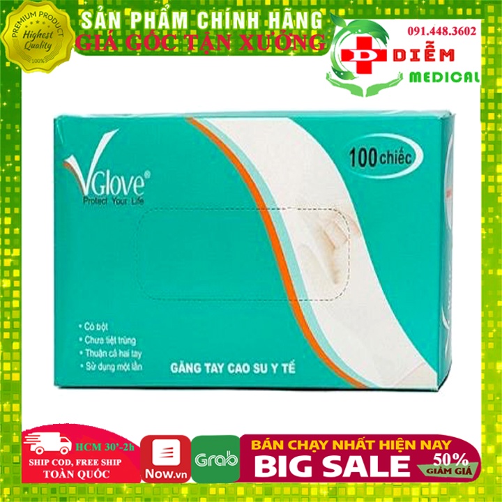 Găng Tay Y Tế Đa Năng V Glove Có Bột, Không Bột, Cao Su Dãn Dai Đàn Hồi Tốt