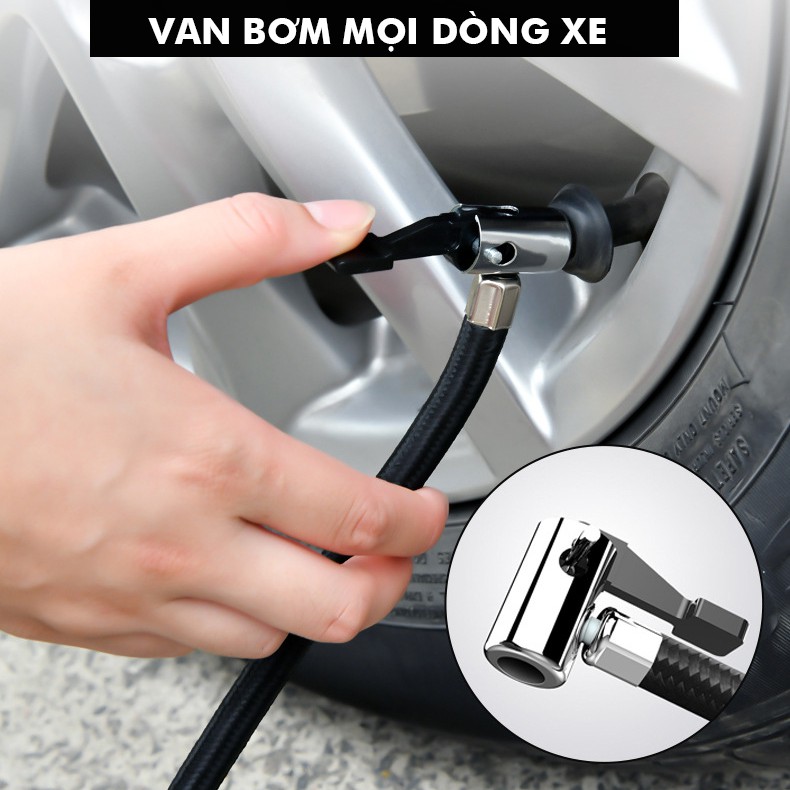 Bơm Xe Hơi 12V Loại Tốt - Có Tích Hợp Đèn Pin, Sử Dụng Điện Trên Tẩu Sạc