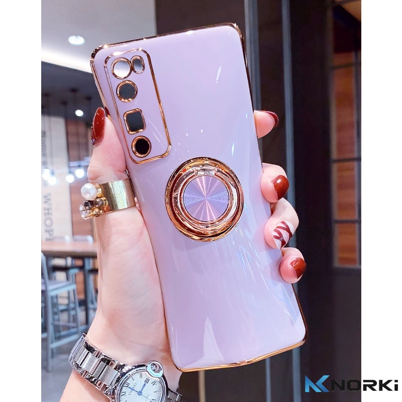 Ốp Điện Thoại Silicon Mạ Điện Hình Vuông Có Vòng Đỡ Bảo Vệ Ống Kính Máy Ảnh Cho Samsung Galaxy A04S A73 A53 A33 A13 5G A72 A52 A52S Đứng