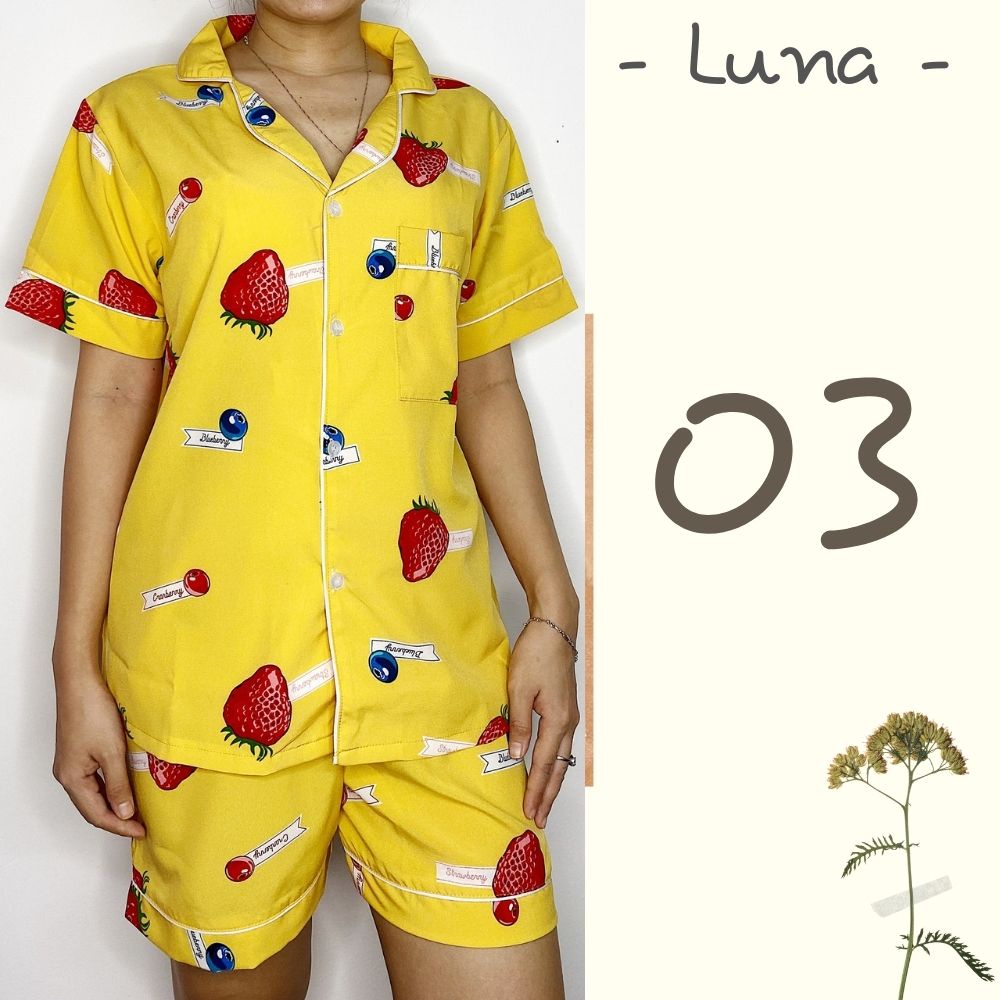 Bộ đồ pijama lụa mặc nhà nữ lụa Thái thoáng mát họa tiết hình thú bigsize LUNA