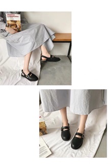 Giày Da Hở Gót Ulzzang