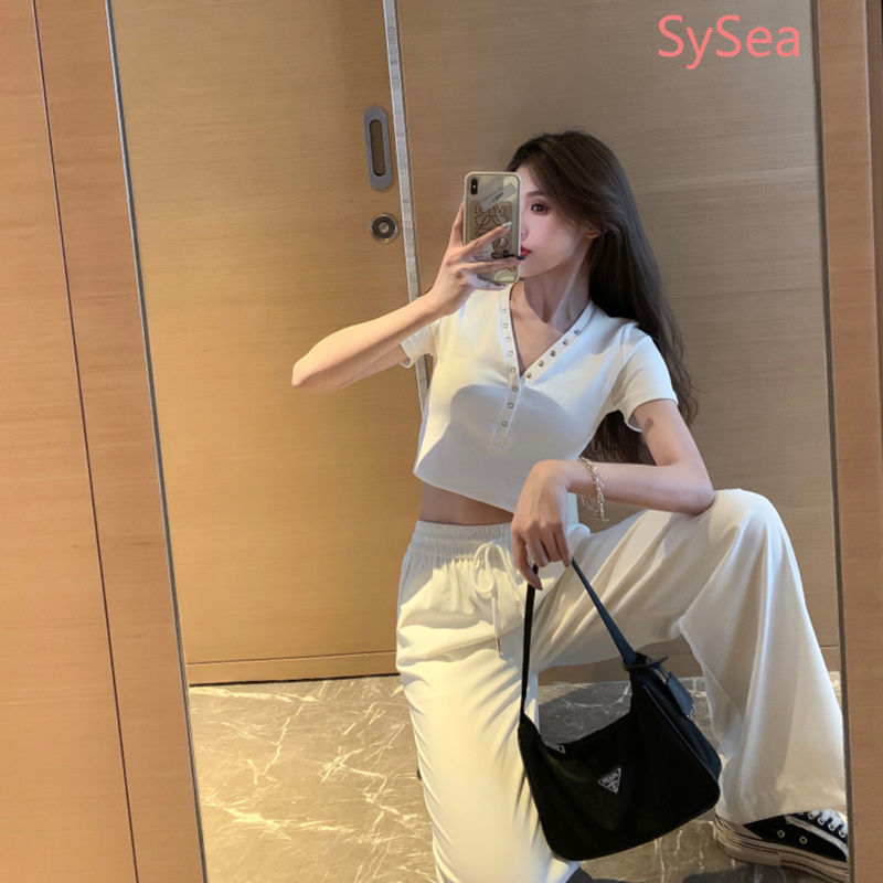Quần Dài Thể Thao Ống Đứng Rộng Phong Cách Hàn Nhật Thời Trang Mùa Hè Cho Nữ