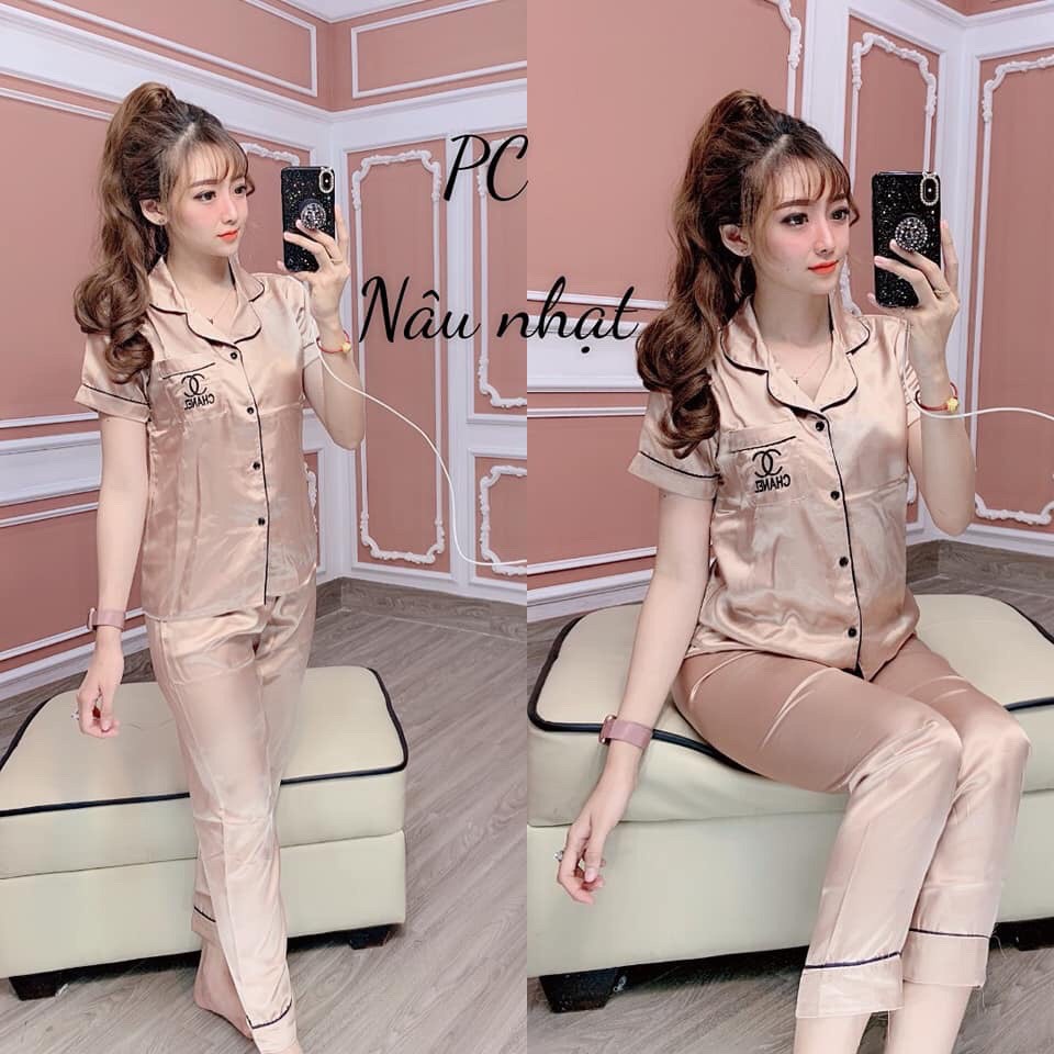 Bộ Pijama Phi lua (Tay ngắn, quần ngắn)