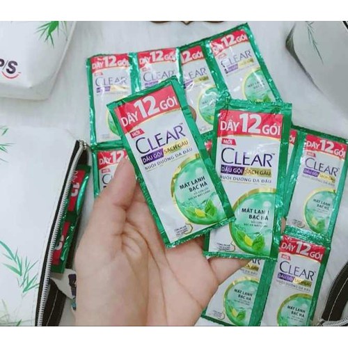 1 dây dầu gội Clear sạch gàu mát lạnh bạc hà gói (12 gói)