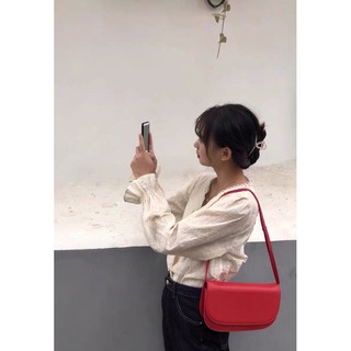 [Order] Áo sơ cổ V đính ren tay dài bo (ảnh thật)