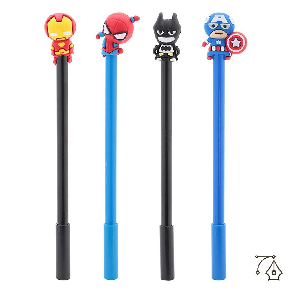 Bút bi nước mực gel hình Marvel Pison, mực đen ngòi kim 0.38mm - PVN1690 - 1 cái