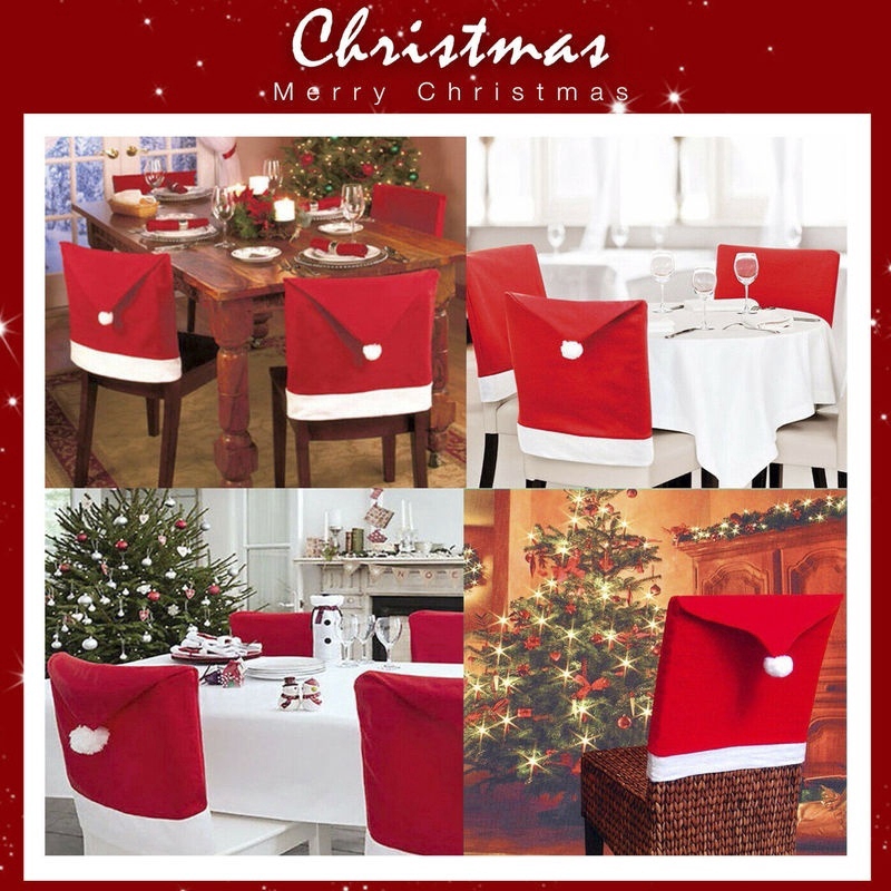1Pc Christmas Santa Hat Dining Chair Back Covers Party Xmas Table Decoration