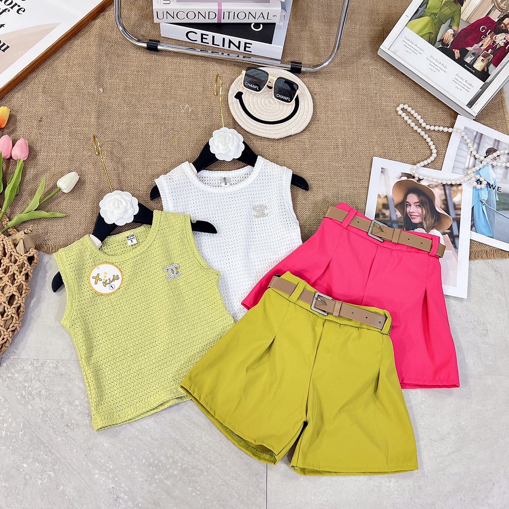 Set áo lưới x.kid kèm đai bé gái