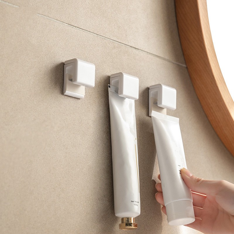 1 Giá Nhựa Đựng Kem Đánh Răng / Móc Treo Đồ Gắn Tường Tiết Kiệm Không Gian Đa Năng