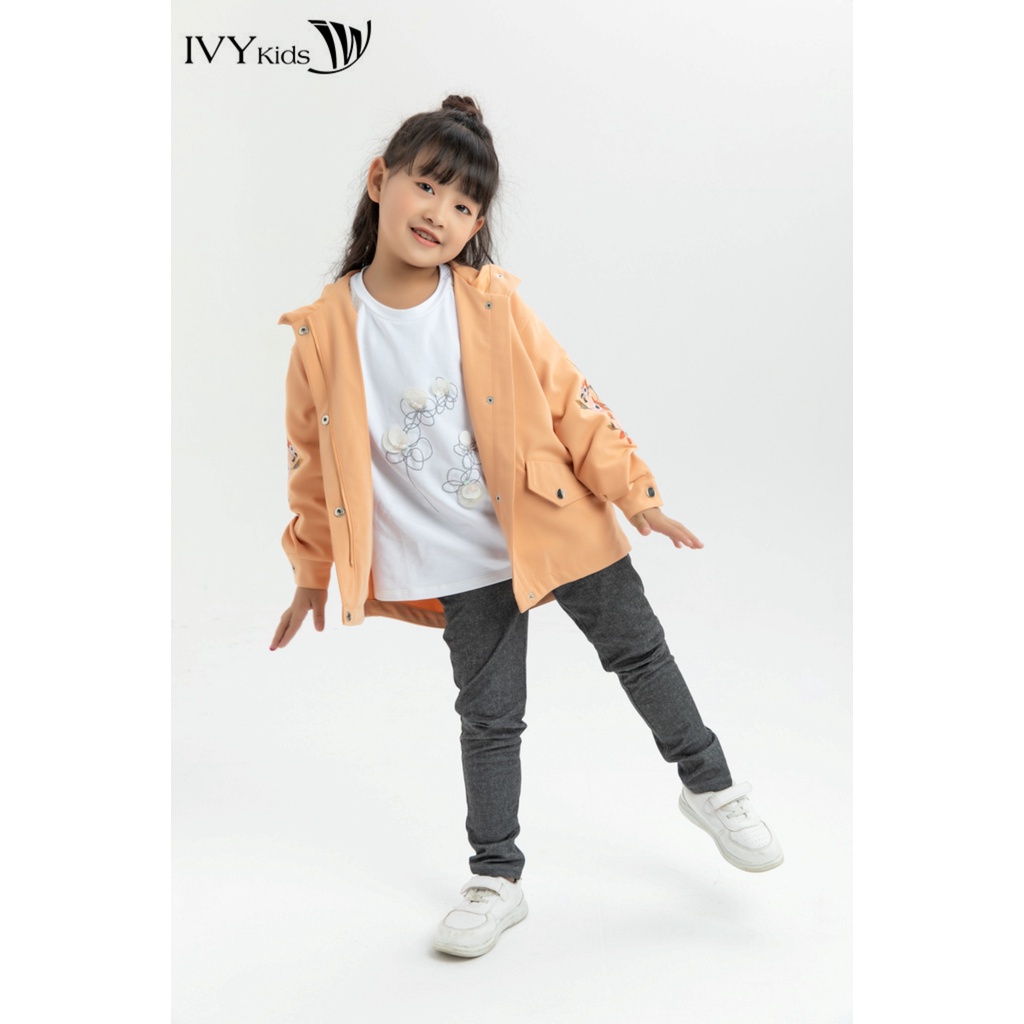 [NHẬP WABRTL5 GIẢM 10% TỐI ĐA 50K ĐH 250K ]Áo khoác tay thêu hoa bé gái IVY moda MS 77G0400