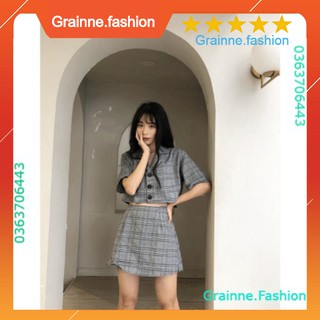 SET KẺ CARO CELINA + CHÂN VÁY HOT - SET VEST CARO 9 MÀU ÁO CROPTOP KẺ MIX CHÂN VÁY CARO 💎  👗👑- GNFShop