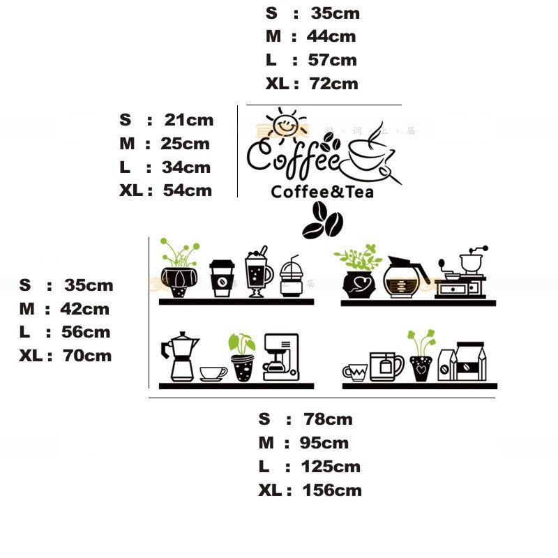 Đề Can Vinyl Nghệ Thuật Dán Tường / Kính Cửa Hàng Cà Phê / Trà Sữa Trang Trí Quán Cà Phê