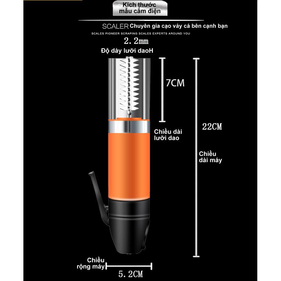 Máy đánh vẩy cá cầm tay inox 304 IPX7- hàng cao cấp 🦈🦈