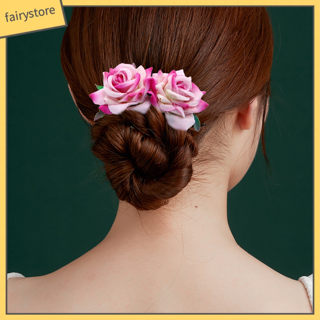 Lược Cài Tóc Hình Hoa Hồng Chống Trượt Trang Trí Cô Dâu